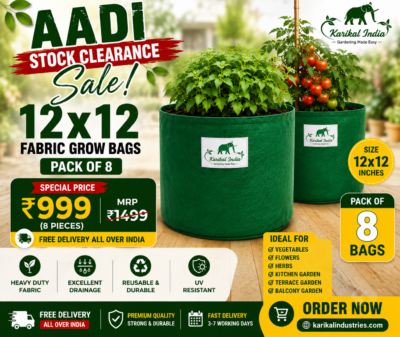 Premium 12x12 Fabric Grow Bags (Pack of 8) | Heavy Duty Plant Grow Bags