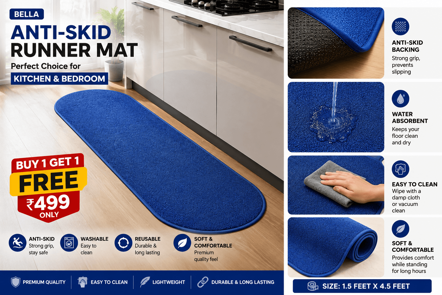 Anti Skid Runner Mat Combo