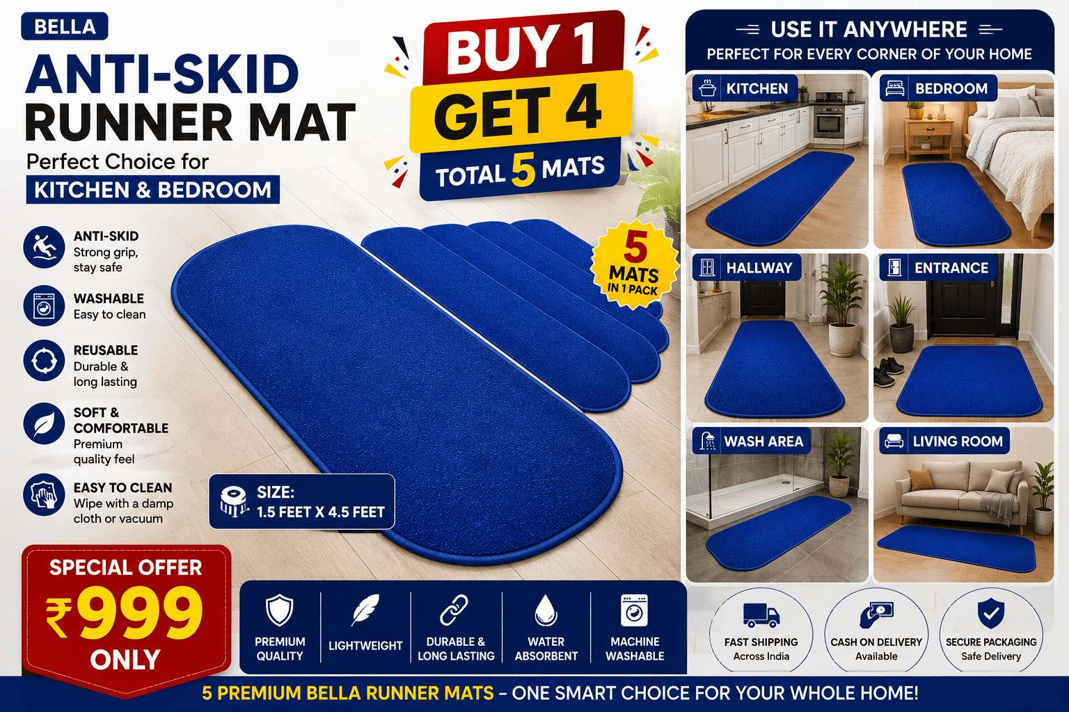 Anti Skid Runner Mats Bath Mats Door Mats Buy 1 Get 1 Free