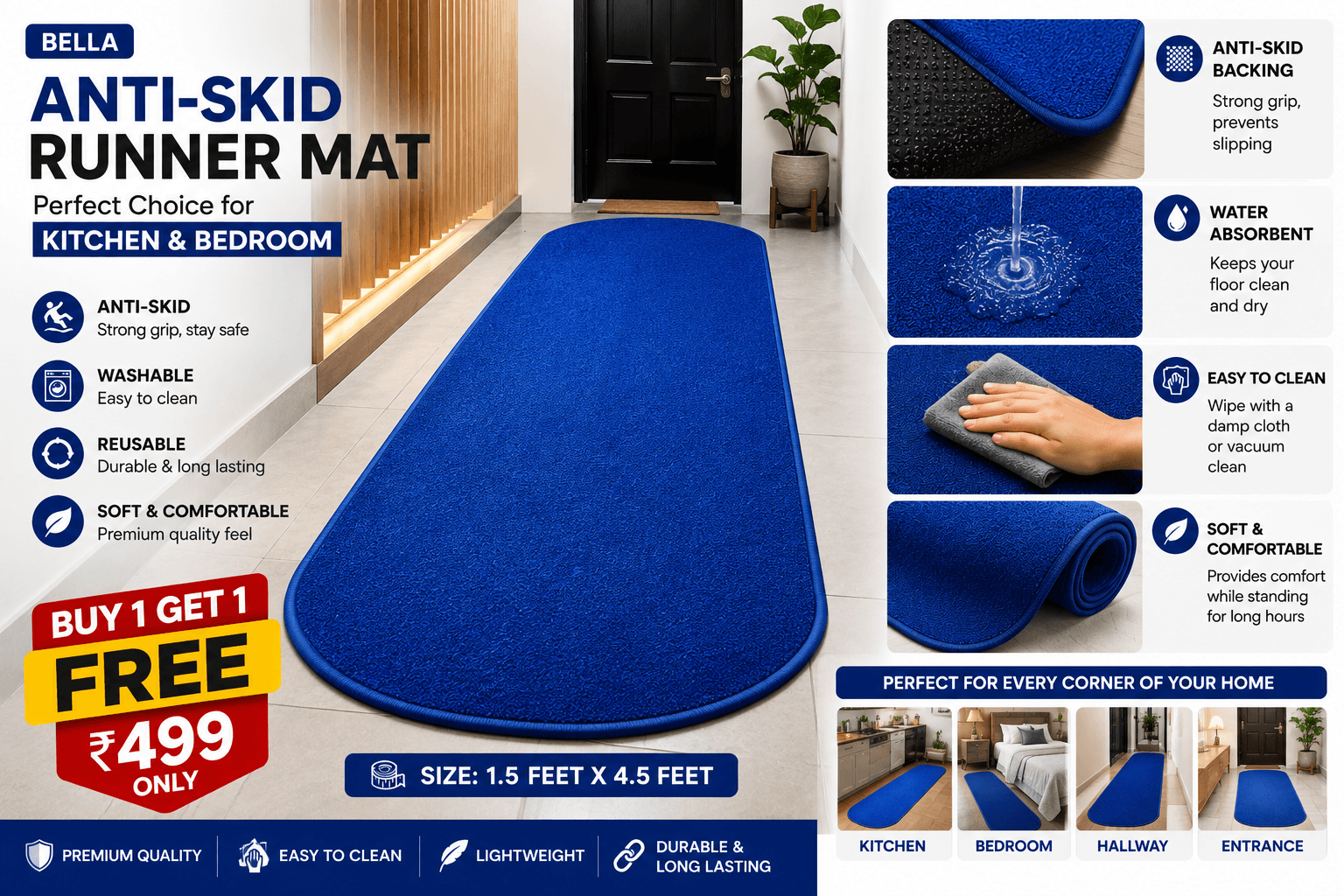 Anti Skid Runner Mat Combo