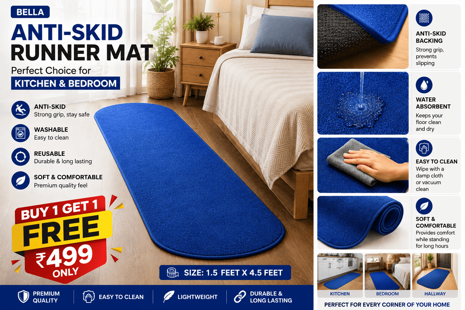 Anti Skid Runner Mat Combo